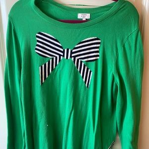 Crown and ivy green sweater with bow